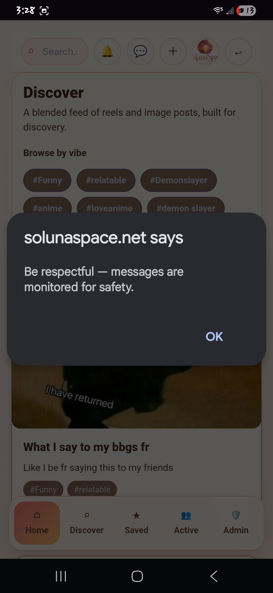 Safety alert — messages are monitored for safety